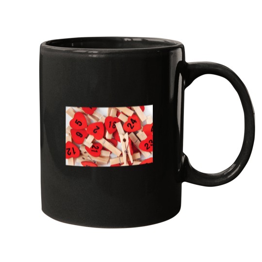 Discover Advent Calendar Numbers On Red Hearts Mugs