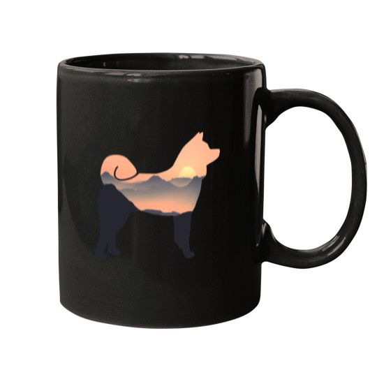 Discover Akita Dog Silhouette Sun Mountain Akita Inu Gift Mugs