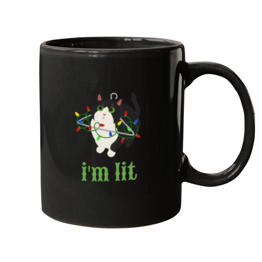 Discover I'M Lit Christmas Cat Mugs