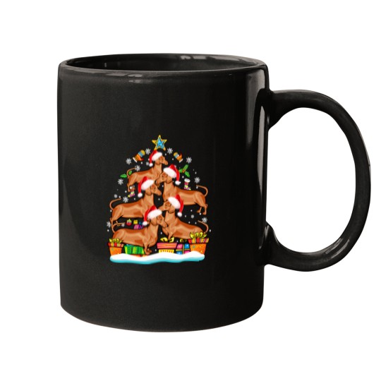 Discover Dachshund Christmas Tree Santa Hat Mugs