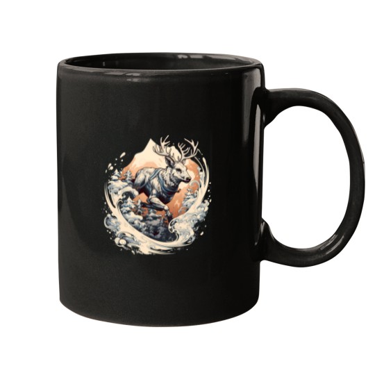 Discover Albino Reindeer'S Snowy Sprint - Winter Wonderland Graphic Mugs