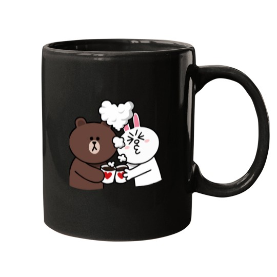 Discover Brown bear and Cony in love Active Mugs