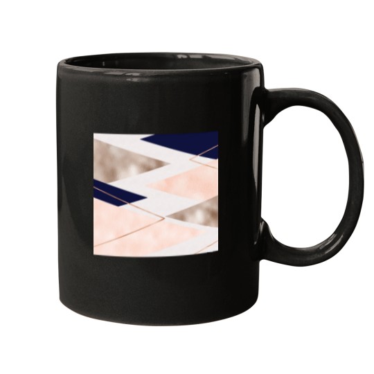 Discover Rose gold french navy geometric Mugs