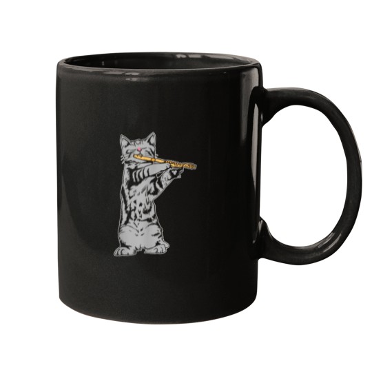 Discover Cat Playing Flute Cool Musician Marching Band TS Mugs