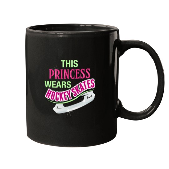 Discover This Princess Wears Hockey Skates' Black Mugs