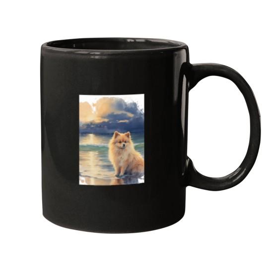 Discover Pomeranian At The Beach Graphic 1 1 Mugs