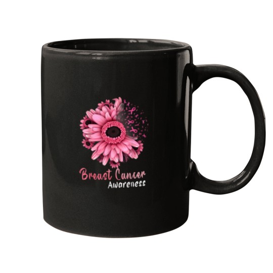 Discover Sunflower Breast Cancer Awareness Pink Ribbon In October T-Shirt Mugs