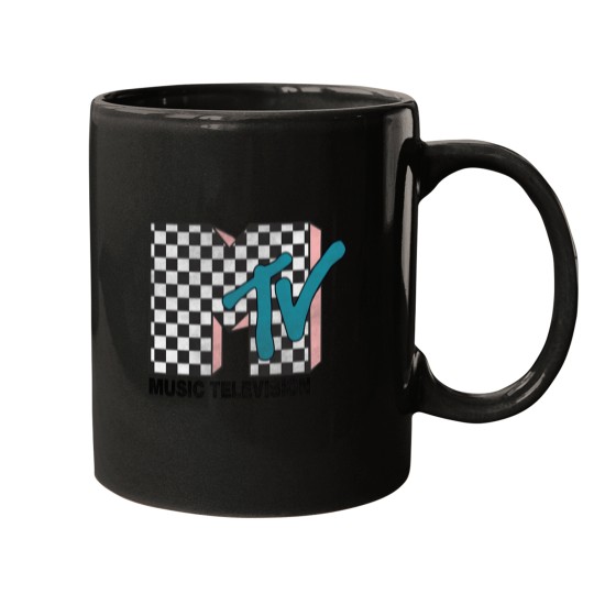 Discover MTVss Checkered Logo Pink Shadow Turquoisess TV Graphic Mugs