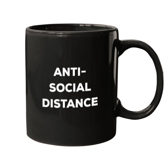 Discover Antisocial Distance white text Mugs