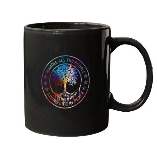 Discover All The People Imagine Living Life In Peace Art Tree Mugs