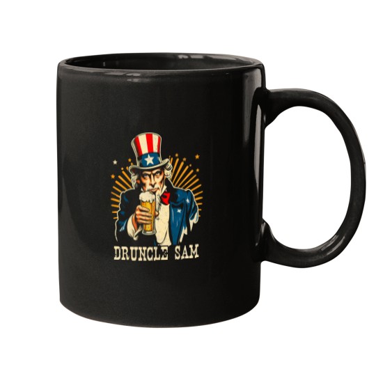 Discover Druncle Uncle US Sam Beer Drinking 4th of July Patriotic Mugs