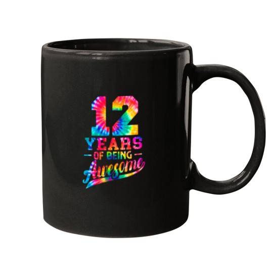 Discover 12 Years Old 12th Birthday Tie Dye Being Awesome Men Women Mugs