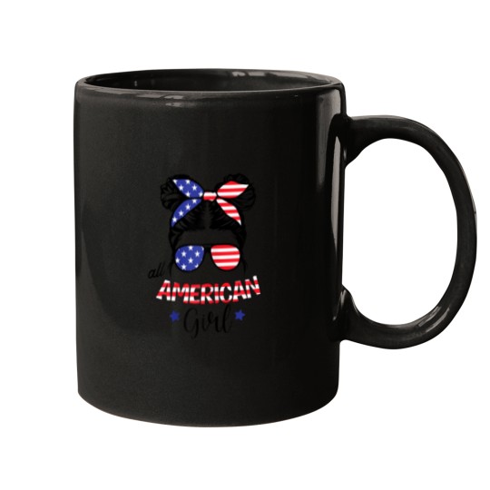 Discover All American Girl 4th of July Daughter Messy Bun Mugs
