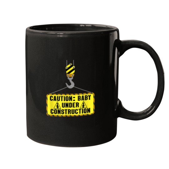 Discover Caution Baby Under Construction Pregnancy Announ Mugs