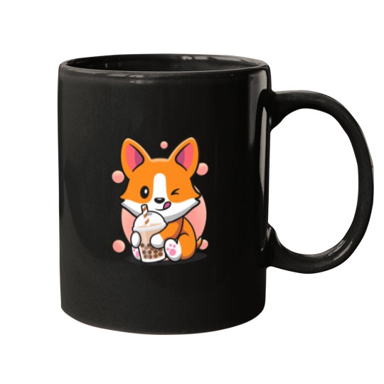 Discover Corgi Boba Tea Funny Puppy Drinking Bubble Tea Dog Novelty Mugs