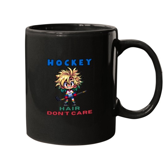 Discover Funny Hockey Ice Hair Don'T Care Girls Mugs