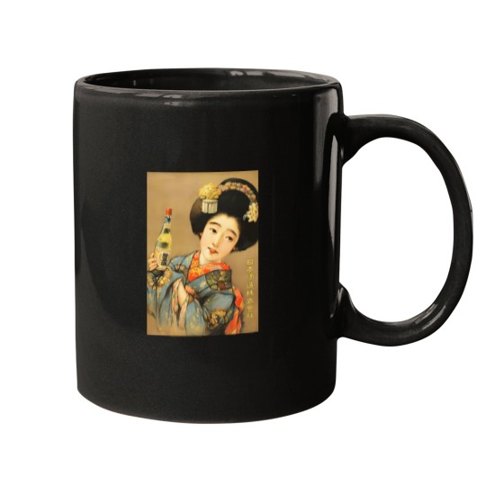 Discover Woman In Blue Kimono - Nippon Shuzo Kabushiki Kaisha 1920 Japan Sake Brewing Co Advertisement 2078 Mugs