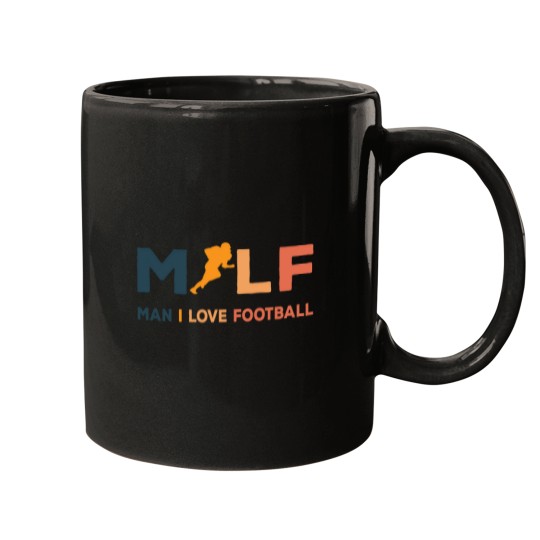 Discover MILF Man I Love Football Illustration Typographic Design Mugs