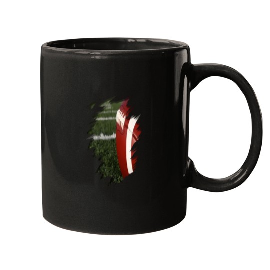 Discover 3D Football Rip With Green Grass   Unique Sports Design Mugs