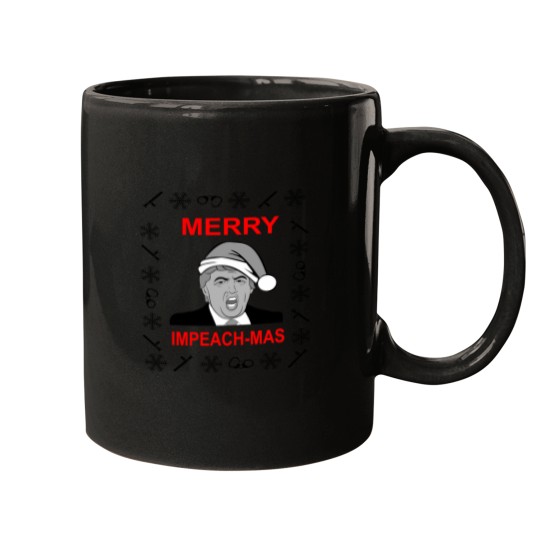 Discover FUNNY CHRISTMAS SWEATER MERRY IMPEACHMAS SWEATER Donald Trump Essential Mugs