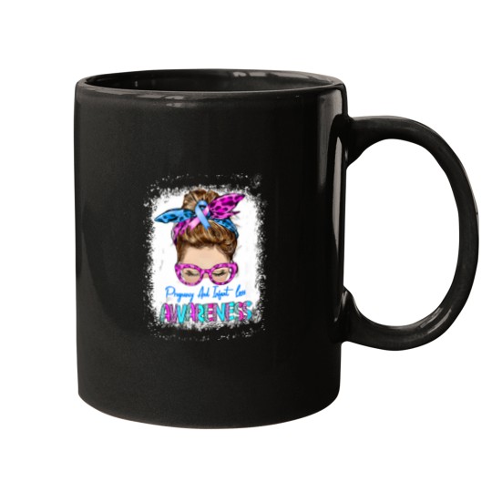 Discover Women Messy Bun Hair Pregnancy and Infant Loss Awareness Tank Top Mugs