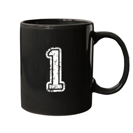 Discover 1 Number One Sports Team T-Shirt White Text Mugs