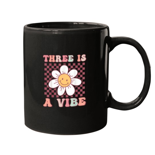 Discover Three Is A Vibe Cute Groovy 3rd Birthday Party D Mugs