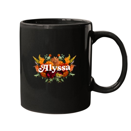 Discover Alyssa Bohemian Flower Name Collage Mugs