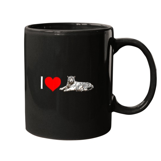 Discover I Heart White Tigers! Minimalist Vintage Wildlife [logo] Mugs
