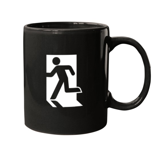 Discover Exit Sign Running Man 1 Mugs