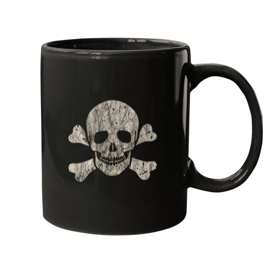 Discover Jolly Roger Distressed Skull and Crossbones Pira Mugs