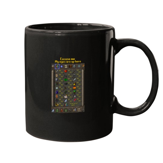 Discover Excuse me - my eyes are up here 99 skills Runescape Mugs