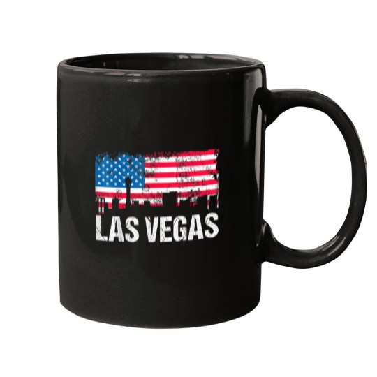 Discover US Flag American City Skyline Las Vegas Nevada Mugs