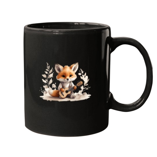 Discover Adorable Baby Fox Playing Guitar Mugs