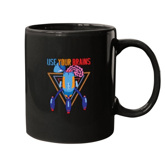Discover Use Your Brains Space Ship Ufo - Quote Motivation Vintage - Atomic Age Space Age Style. 2722 Mugs