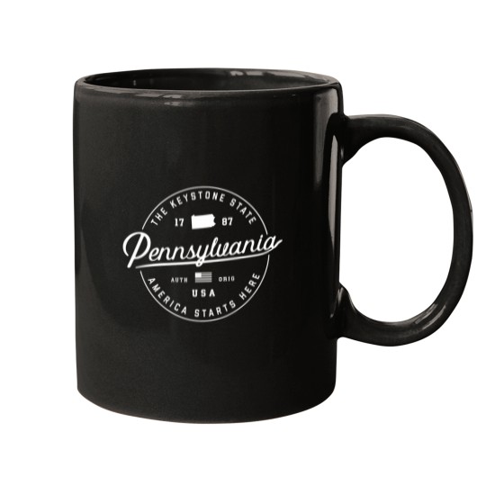 Discover Warm Pennsylvania Hoodie Badge Logo Hooded Mugs