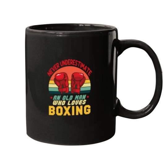 Discover Never Underestimate An Old Man Who Loves Boxing Long Funny Black 6 Mugs