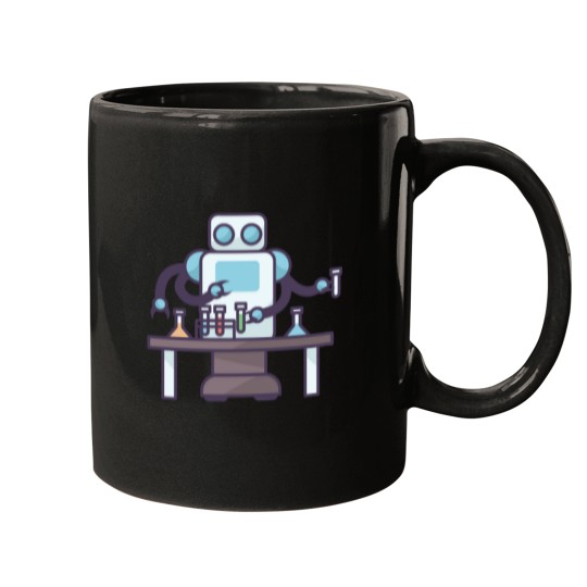 Discover Robot Holding Test Tubes Mugs