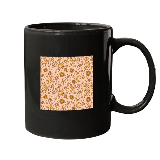 Discover Zodiac Sun And Star Print In Cream 3628 Mugs