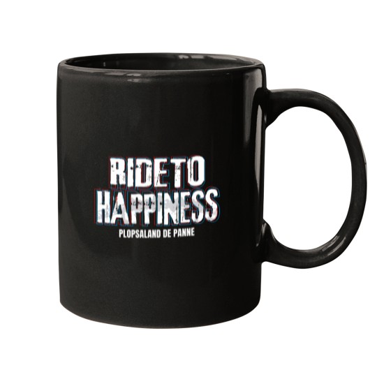 Discover Ride to Happiness - Glitch Series (White Text) Classic T-Shirt Mugs