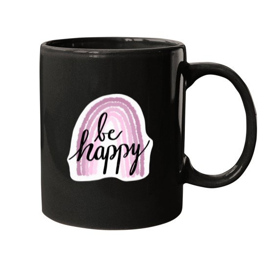 Discover Be Happy Purple Rainbow Mugs