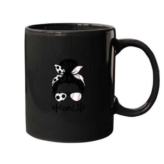 Discover Womens Cute Mom Life Soccer Messy Bun Baseball H Mugs