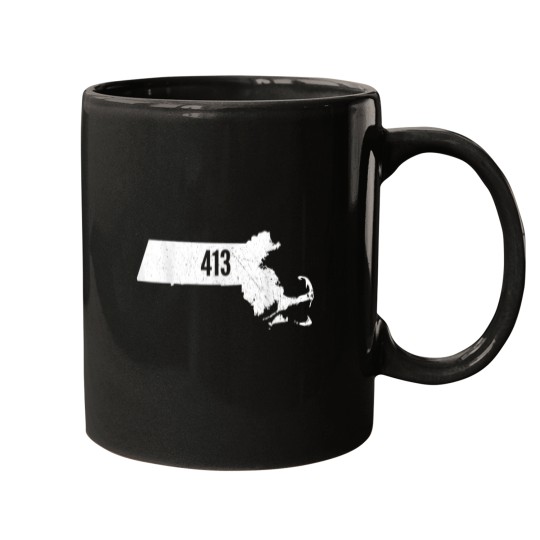 Discover 413 Massachusetts Outline State Pride Area Code Mugs