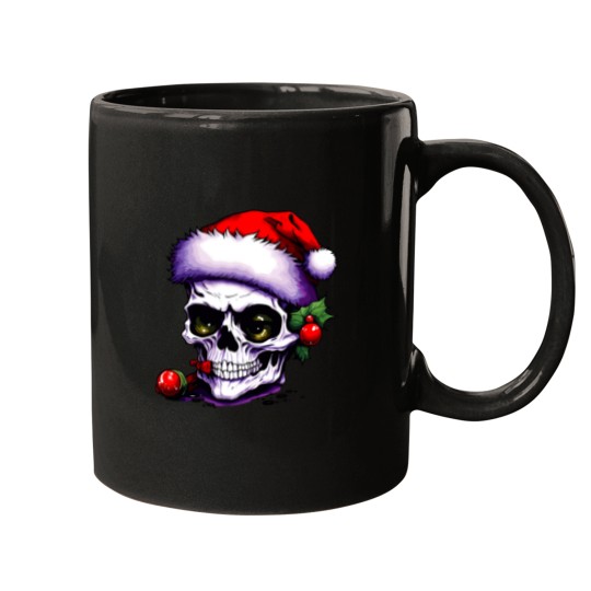 Discover Skeleton Wearing Claus Hat Mugs