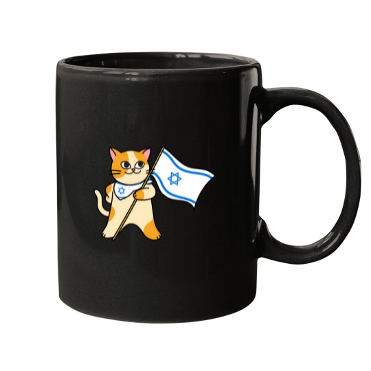 Discover zionist proisrael cat holding an israeli flag Mugs