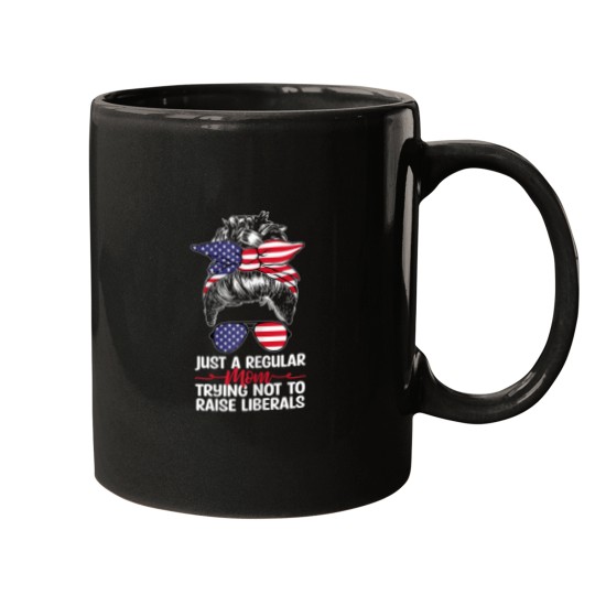 Discover Womens Just A Regular Mom Trying Not To Raise Li Mugs