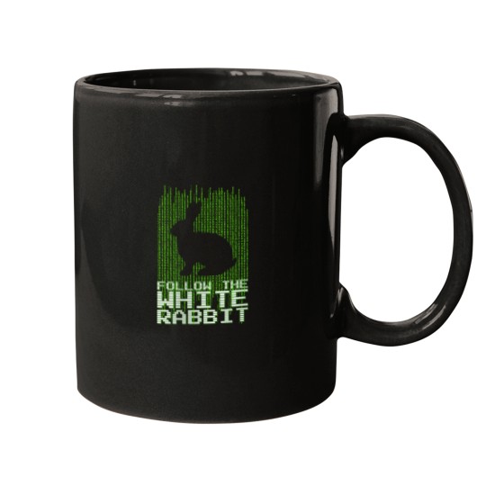 Discover Womens Follow the White Rabbit Code Quote VNeck Mugs