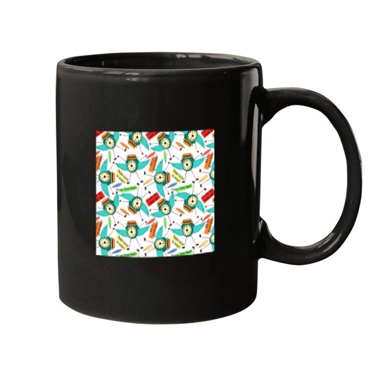 Discover Time Flies Pattern Mugs