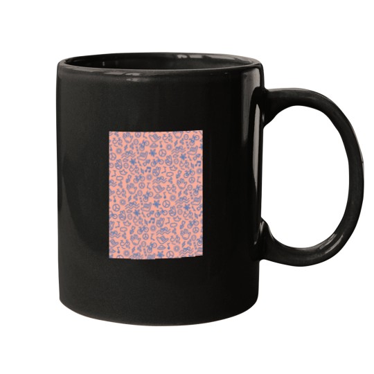 Discover Funky Bikes Cycling patterns Salmon Pink and Blue Mugs