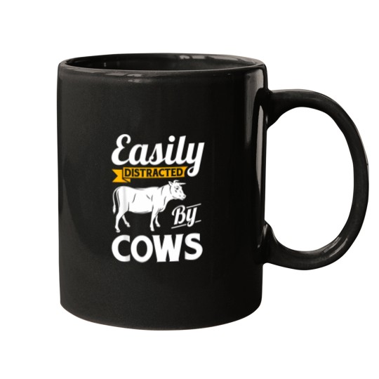 Discover Easily Distracted By Cows - Funny Cow Famers Gift T-Shirt The A Team Coffee Mug Mugs
